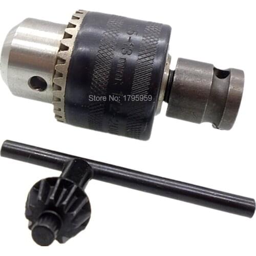 1/2" Square Socket Adapter Converter with Drill Bit Chuck Tool Capacity 1.5mm to 13mm 1/2-20UNF Thread and Drill Chuck Key Set