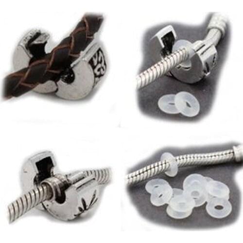 R58E 100PCS Silicone Rubber Stoppers Ring Bead Spacer Charm Bracelet For Jewelry DIY