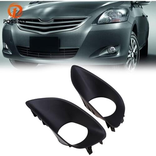 POSSBAY Left & Right Black Front Bumper Fog Light Lamp Cover Grille for Toyota Vios/Limo (XP90) 2007-2013 Lower Bumper Grilles