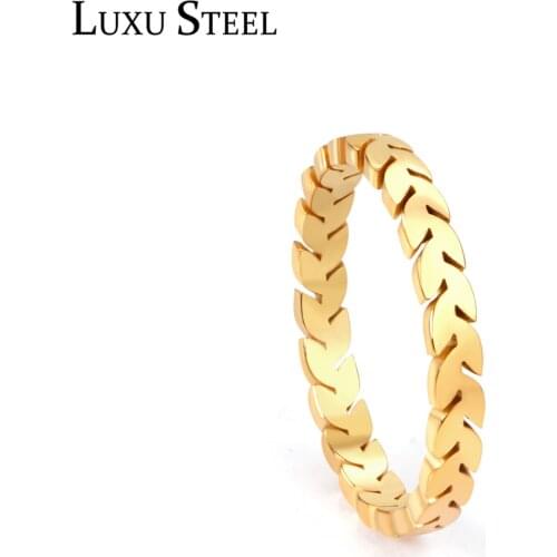 LUXUSTEEL Gold Color Rings Women Accessories Classic Style Geometry Engagement Rings Wholesale Wedding