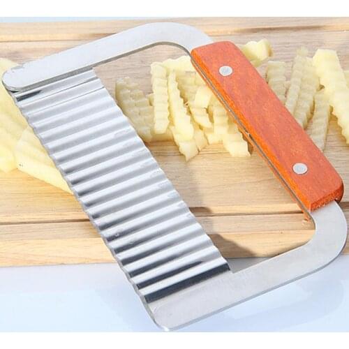 Stainless Steel Potato Chip Slicer Dough Vegetable Fruit Crinkle Wavy Slicer Knife