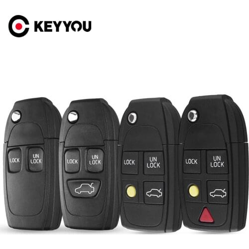 KEYYOU For Volvo XC70 XC90 V50 V70 S60 S80 C30 5 Buttons Car Remote Key Fob Case Modified Replacement Smart Flip Car Key Shell