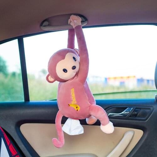 Creative Monkey Hanging Tissue Box Crystal Velvet Four-sided Bomb Down Cotton Plush Doll Toy Gift Car Paper Towel Pumping