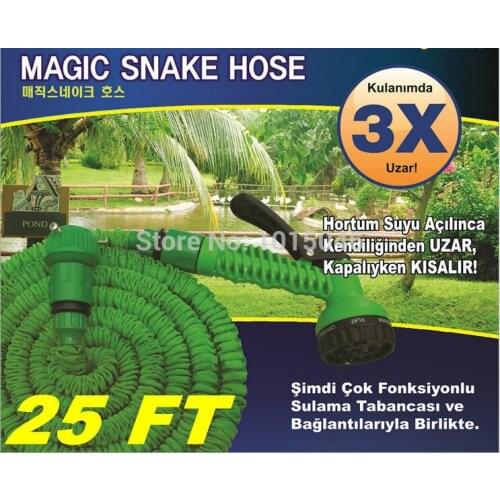 Free Shipping 1X 25FT Retractable Hose Water Pipe After 7.5 Meters Hose With Gun Imperially Magic Hose Garden Accessories Tool