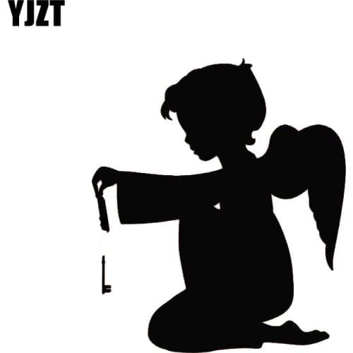 YJZT 11.7*13.5CM Careless Baby Angel Lose A Key Car Sticker High Quality Covering The Body Decal Black/Silver C20-1307