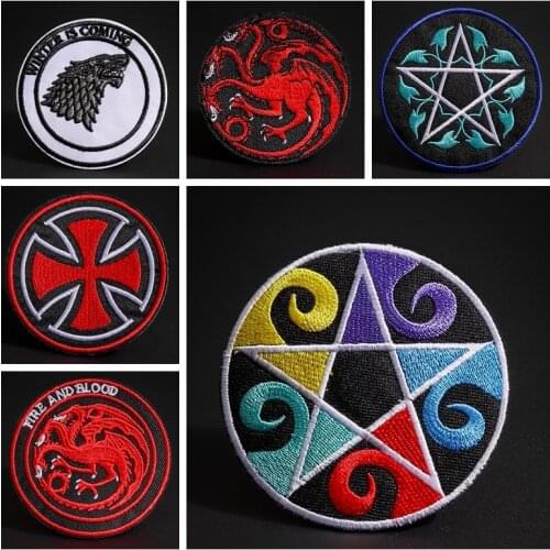 Iron patches on wolf eyes round magic matrix sew applique badges for Clothes Jeans hat decoration Tide brand patch Hole repair