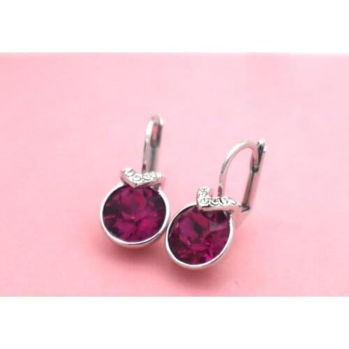 Small Round Bella V Stud Earrings with Austria Crystal For Women New Fashion Female Earings Wedding Party Jewelry Mom Girls Gift