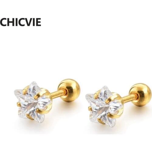 TOUCHEART 2019 Bohemian Jewelry Gold Star Earrings For Women Cubic Zirconia Stud Earings Handmade Crystal Star Earings SER190066