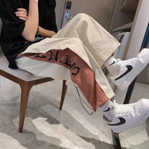 Goth Korean Harajuku Patchwork Wide Leg Pants Women Casual Streetwear Baggy High Waisted Trousers Vintage Aesthetic Hip Hop Pant