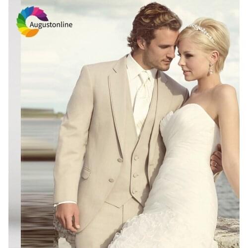 Men Suits For Wedding Suits Beige Bridegroom Groomsmen Prom Slim Fit Formal Blazer Custom Tailored Tuxedo Terno Best Man 3Pieces