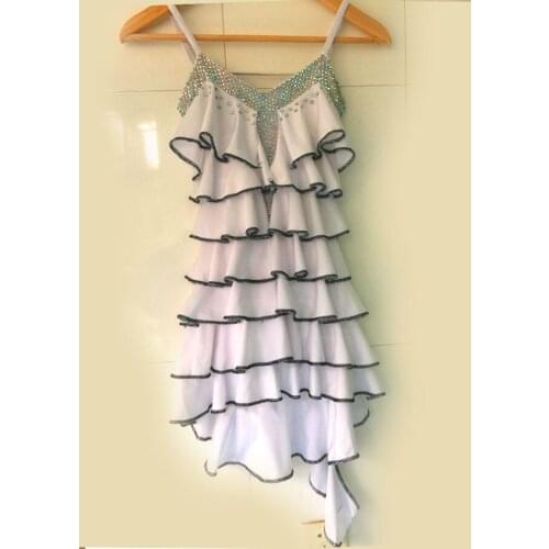 New Latin dance costume sexy senior spandex diamond coake latin dance dress for women latin dance competition dresses S-4XL