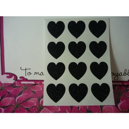 1.9cm Black Glitter Glamour Heart Sticker