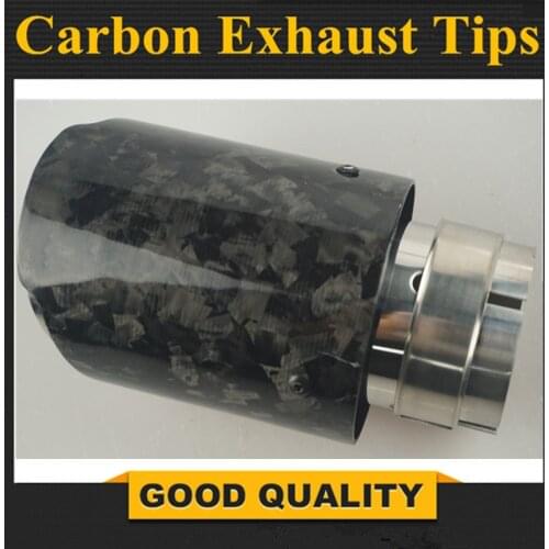 1PCS Car Universal Straight Edge Glossy Forged Carbon Fiber Exhaust Muffler Tip Exhaust End Pipe Tail Pipe Tip