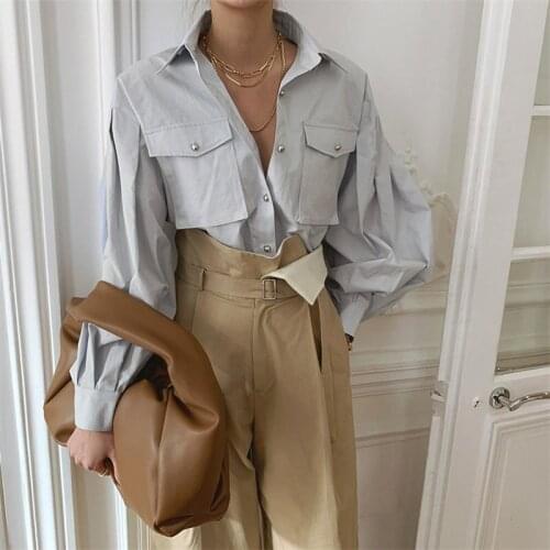 Alien Kitty 2021 Elegance Vintage Lapel Gentle All Match New Hot Tops Retro Chic Office Lady Brief High Street Women Shirts