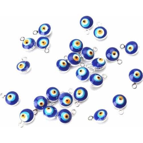 10pcs/lot 7*9mm High quality blue evil eye beads round charms diy jewelry making accessories