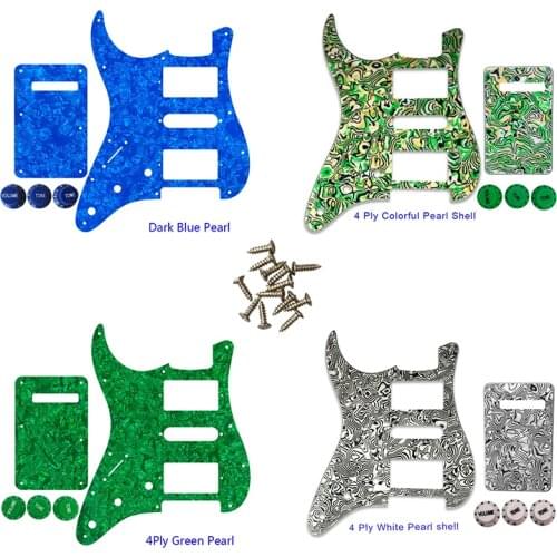 Guitar Parts - For Left Handed USA Strat 72'11 Screw Hole Standard PAF Humbcker HSH Guitar Pickguard & Back Plate & Control Knob