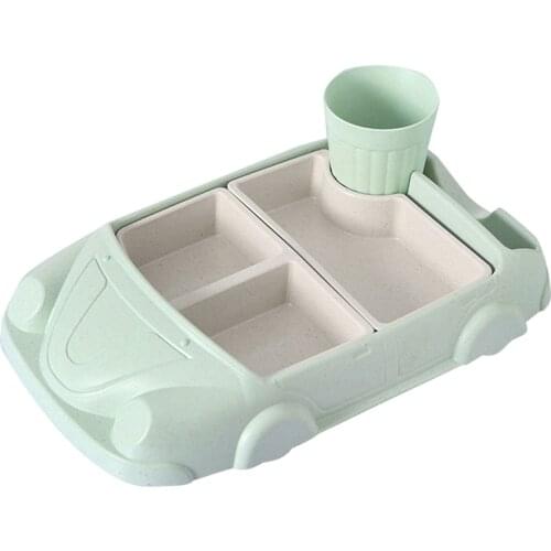Baby Bamboo Fiber Dishes Childrens Creative Car Shape Plate Divided Children Tableware Kids Food Plate Divided Plate Positive