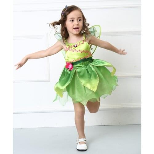 Girls Tinker Bell Elf Elves Costume Kid Tinkerbell Halloween Purim Party Fairy Cosplay Elf Forest Fancy Dress