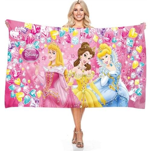 Diamond Disney Princess Cartoon Bath Towels Microfiber Beach Towel Children Boys Girls Swimming Towels Vacation Camping Blankets
