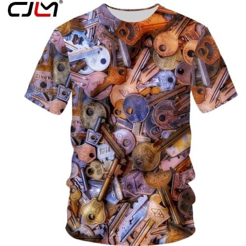 CJLM Fashion Man O Neck Tshirt 3D Key Congested Funny T-shirt Streetwear Mens Tee Shirt Tracksuit