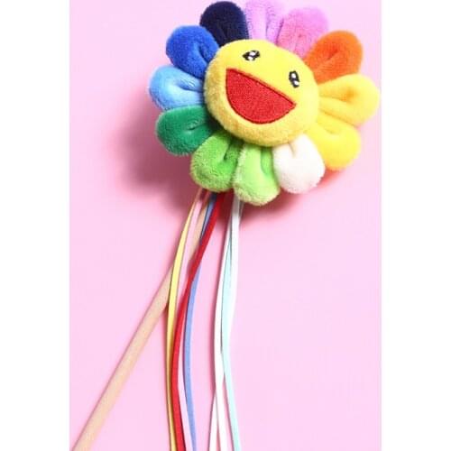 Cat Toys Interactive Colorful Sunflower Windmill Pet Products with Bells Cat Plush