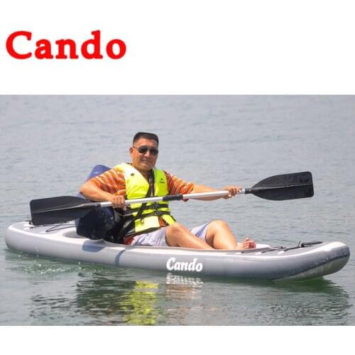 Cando 3.8 Meters Kayak Inflatable Boat Rowing Boat Fishing Boats With Kayaking Accessories 1 Person RacingShip For Water-skiing