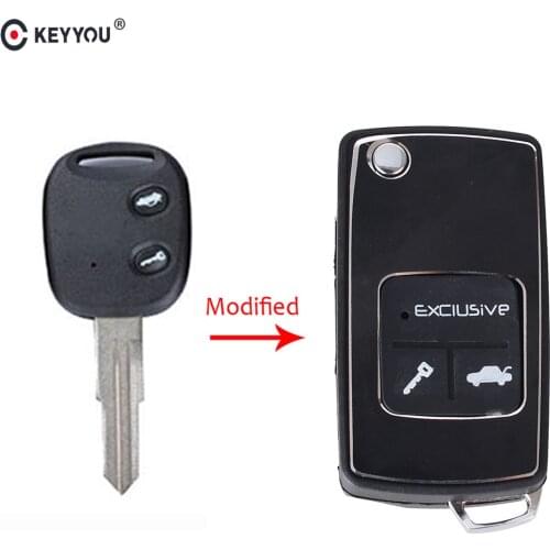 KEYYOU Modified Flip Folding Remote Car Keyless Fob 2 Button Key Shell For Chevrolet Epica Lova Spark Avoe Key Case Left Blade