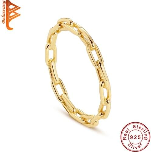 Wholesale Irregular Link chain Ring For Women Real 925 Sterling Silver Jewelry Stacking Simple Style Fine Jewelry Birthday Gift