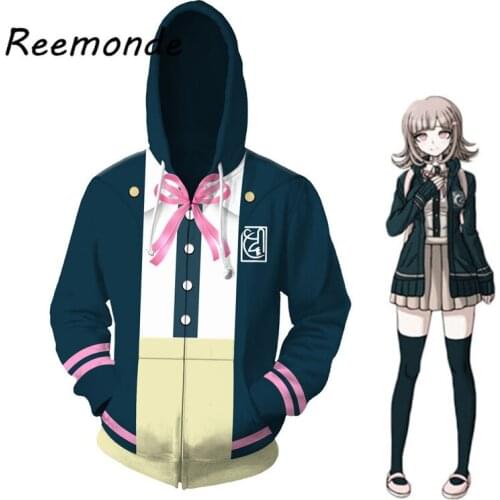 Anime Danganronpa Hoodies Costume Autumn 3D Nanami ChiaKi Cosplay Zipper Hoodie Sweatshirts Harajuku Jacket Coat for Women Mens