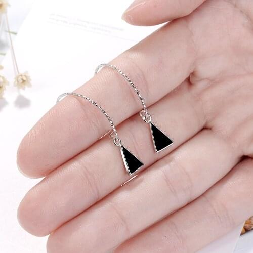Todorova Trendy Geometric Triangle Dangle Earrings Pierced Drop Earrings Black Enamel Simple Earrings Minimalist Jewelry