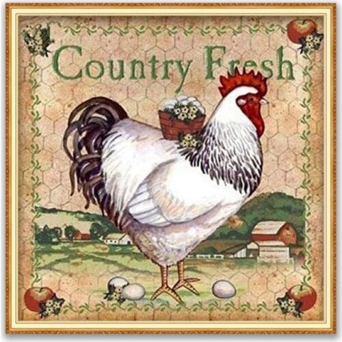 Animal Chicken DIY Cross Stitch Embroidery 11CT Kits Needlework Craft Set Cotton Thread Printed Canvas Home Decoration Design