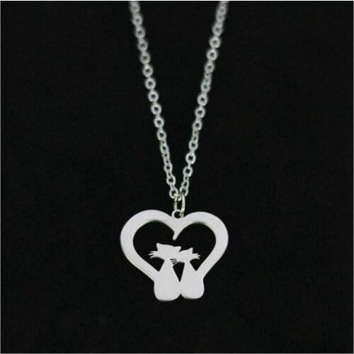 Stainless steel love Cat Lovers pendant necklace---2 colors free choice---Drop shipping