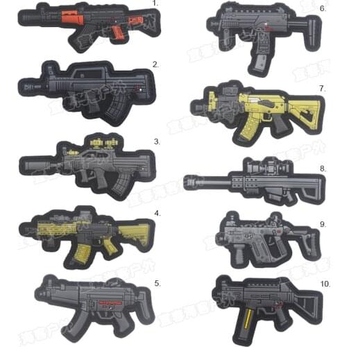Gun Shape PVC Tactical Fastener Hook Loop Patch Combat Rubber Patches Badges For Clothing Bag Backpack Jackets Drop Shipping