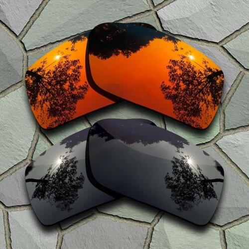 Grey Black&Red Orange Sunglasses Polarized Replacement Lenses for Oakley Gascan