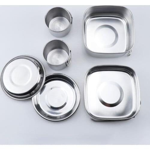 Stainless Steel Cookware Outdoor Camping Utensils 6-piece Portable Picnic Cookware Set Camping Equipment