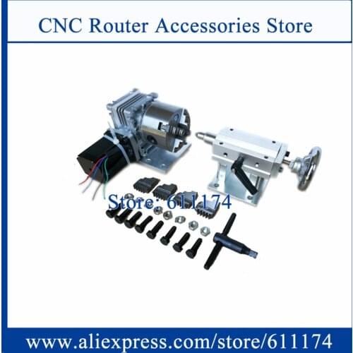 Cnc router machine A Axis the 4th axis 4:1 20:1 CNC Rotary axis 80mm chuck with NEMA23 Stepper motor