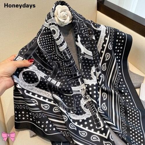 Simplicity Spring Ladies Printed Elegent Square Scarf Pure Cotton Warm Shawl Silk Scarves Beach Sunscreen Bandana Scarfs Ribbon