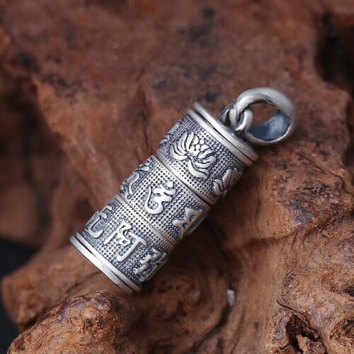 Direct Batch 990 Pure Silver Sterling Silver South Amitabha Buddha Curse Pendant Thai Silver Detachable Middle Can Rotate