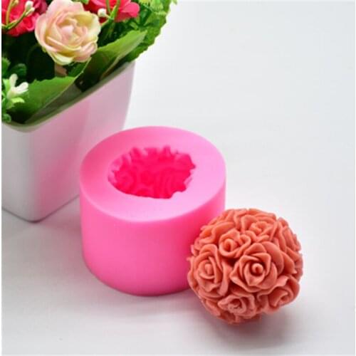 Silicone Mold 3D Rose Ball Aromatherapy Home Decoration Flower DIY Candle Silica Gel Mould DIY Soap Molds Clear Texture Flower