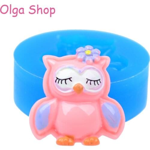 DYL136 Owl Baby Silicone Mold with Bear Fondant Cupcake Topper Polymer Clay Icing Butter Cheese Nougat Wax