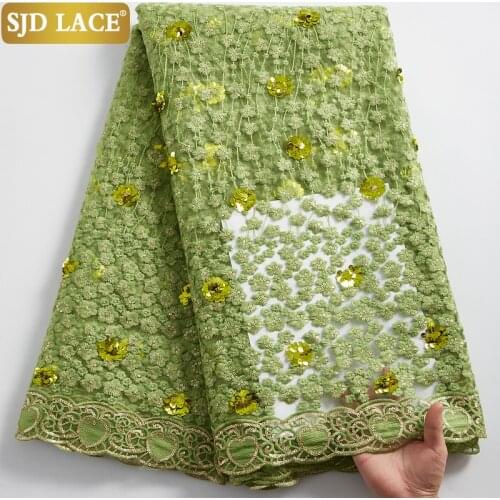 SJD LACE Brids Materials French Tulle Lace Fabric Handade Sequins African Lace Fabric Beatuiful Embroidery Mesh For WeddingA2354