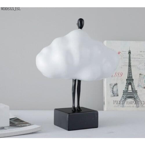 WDDSXXJS Nordic Simple White Creative Cloud Character Sculpture Resin Crafts Office Home Entrance Living Room Bedroom Decoration