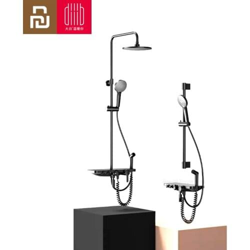 Youpin Diiib Bathroom Shower Mixer Tap Black Rainfall Shower Faucets Set Single Lever Bathtub Shower Faucet with Storage Shelf