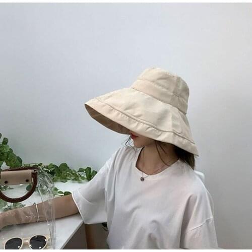 Sun Hats Summer Outdoor Sunscreen Hat For Women Female Girl Fishermans Hat Sunhat Solid Color Big Brim Peach Skin Hats