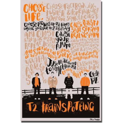 T2 Trainspotting Movie Ewan McGregor Movie 3 Silk Fabric Wall Poster Art Decor Sticker Bright