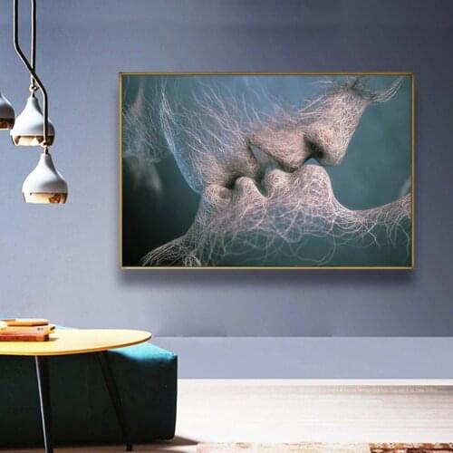 The lover deeply kisses the veins art canvas print painting modern abstract wall picture living room home decor poster