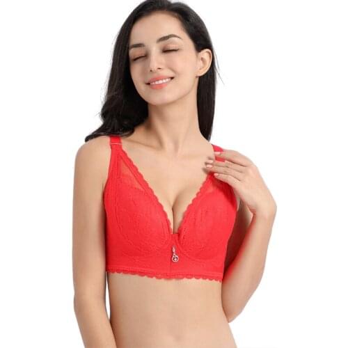 Thin Women Plus Size Bra Super Beautiful Front Bralette Lace Bra Female Lingerie Deep V Sexy Big Size Bra Women Brassiere