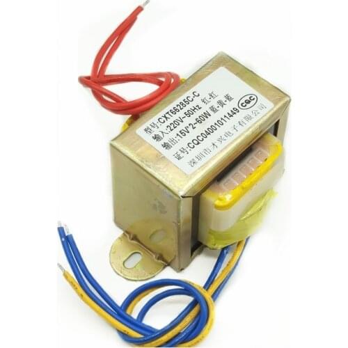 EI66-60W type transformer AC 220V to double 15V 2A AC 15V*2 60W power amplifier transformer