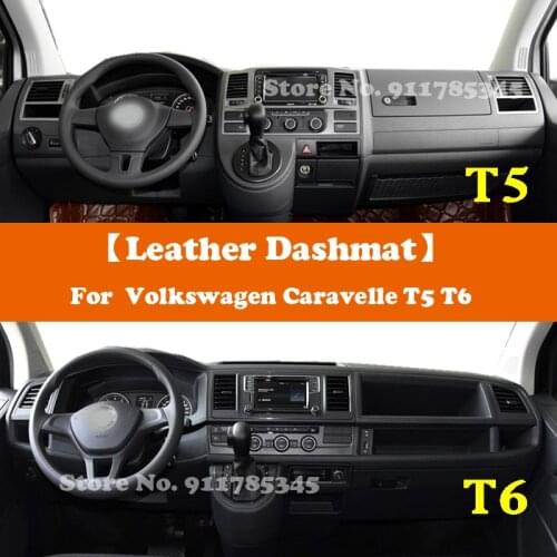 Suede Leather Dashmat Accessories Car-Styling Dashboard Covers For Volkswagen Caravelle 3DR Kombi 103KW DSG SWB T5 T6 Transport