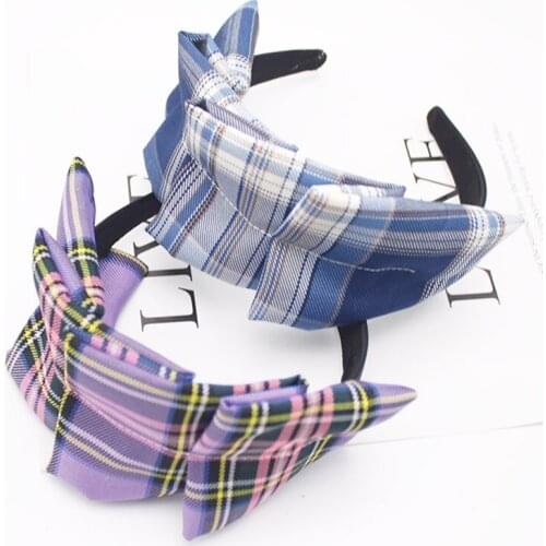 Autumn Winter Vintage Plaid Pleated Headband for Women Girls Fashion Wild Fold Hairband Hair Hoop Female Bezel Hair Accessories